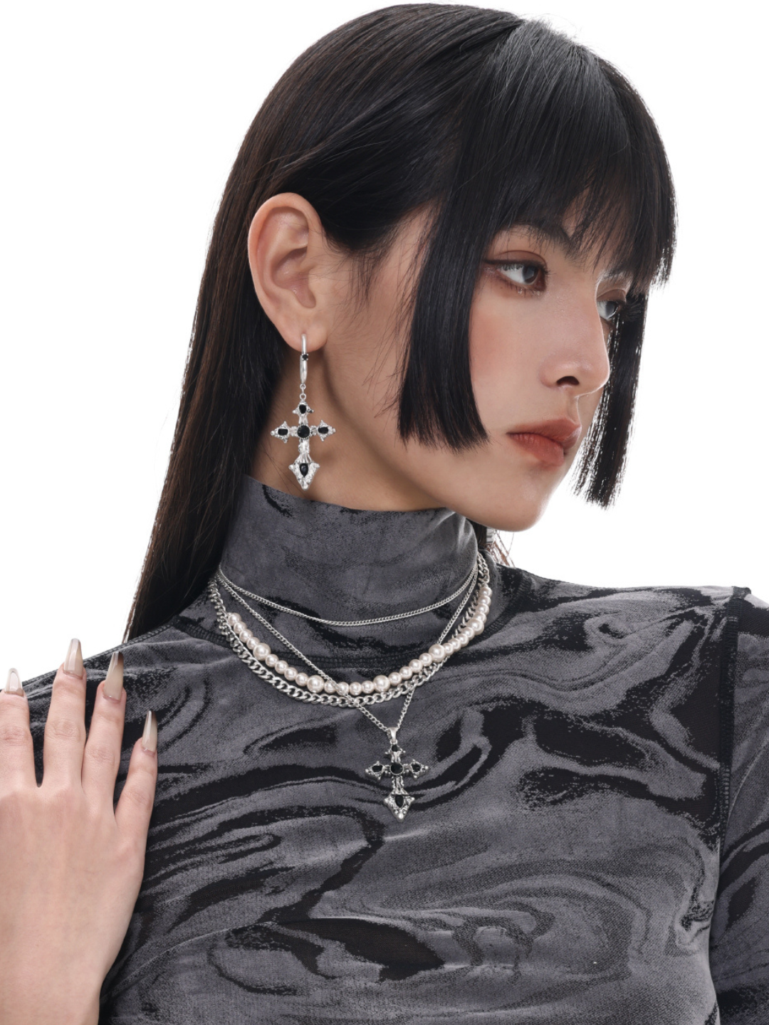 【SUMIYAKI】Baroque Cross Earrings pg108