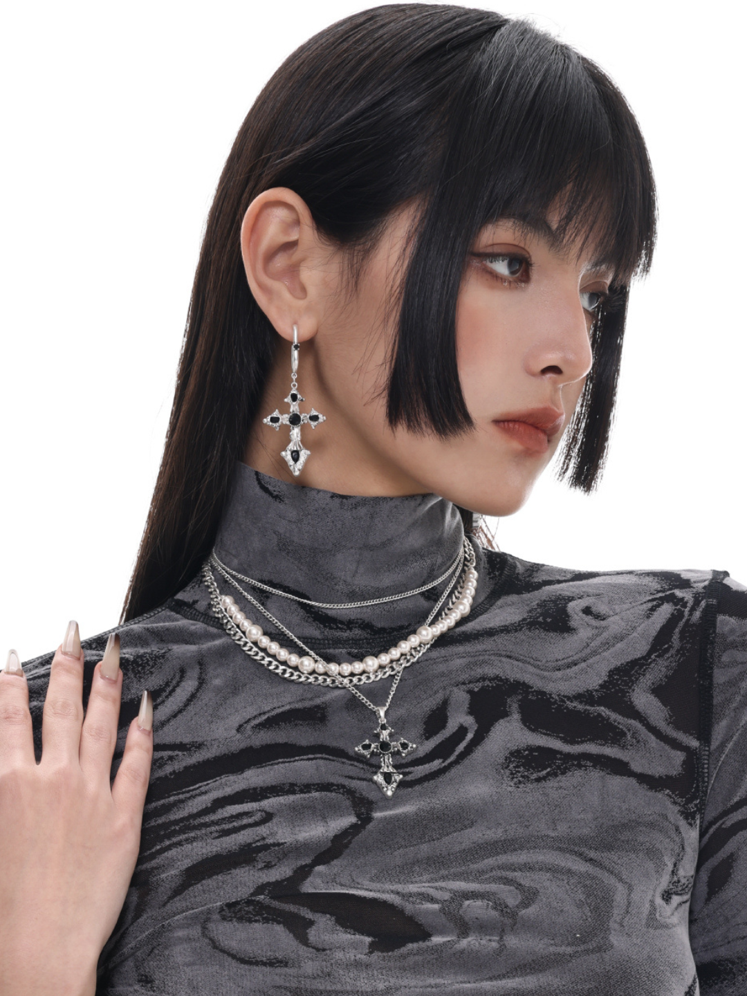 [SUMIYAKI] Baroque Cross Earrings pg108