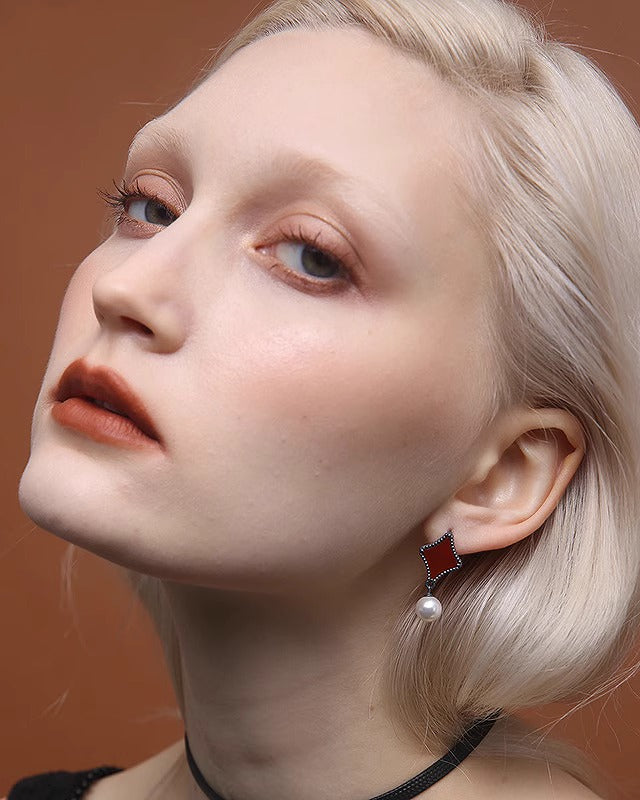 [Hard Candy] Lucky Cards Agate Pearl Earrings pg1139