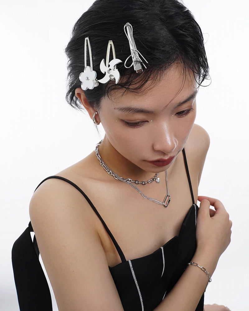 [SUMIYAKI] Splicing Double Zirconia Necklace pg1678