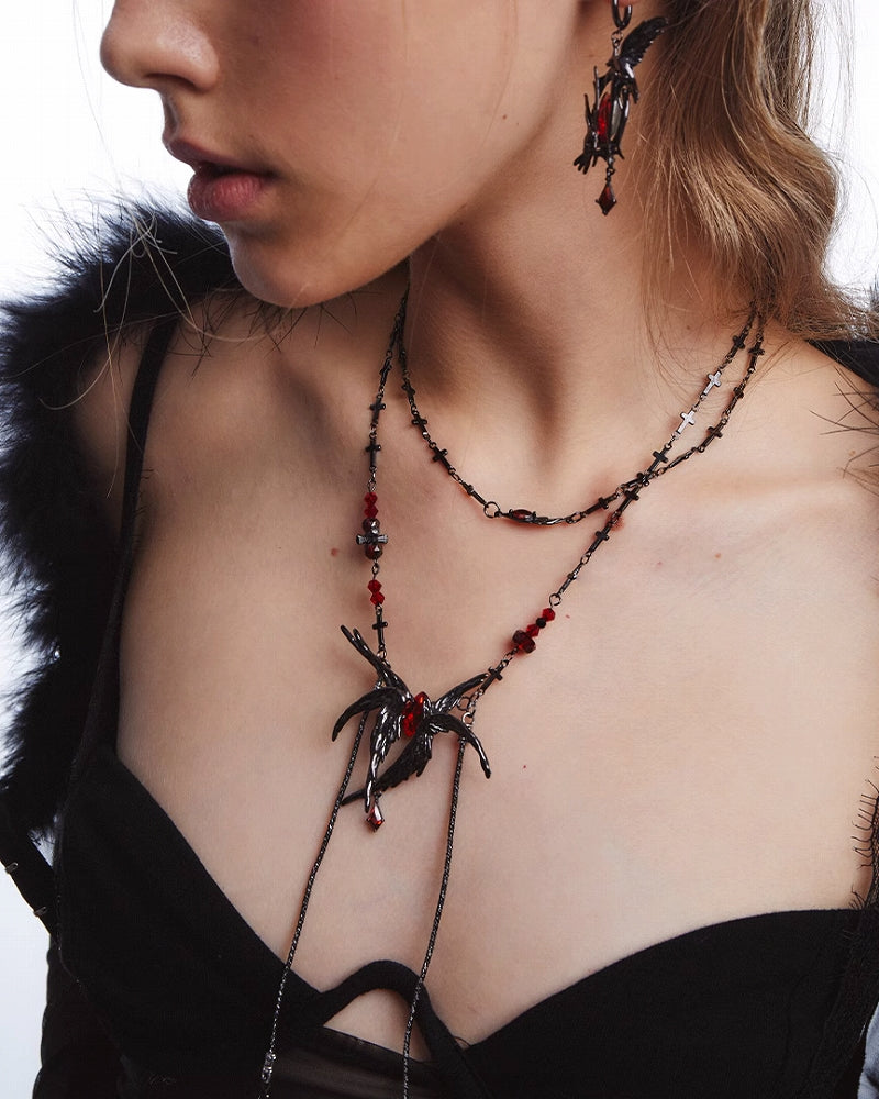 Raven Wings of Evil Tassel Necklace