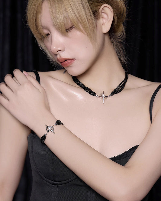 [SUMIYAKI] Vintage Pearl Star Layer Bracelet pg1946