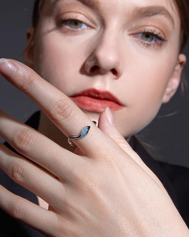 [FAITMAIN] Ice Blue Snake Ring pg994