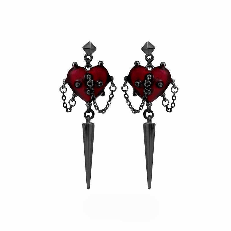 [1ST XULIE] Forbidden Love Heart Tassel Earrings pg795