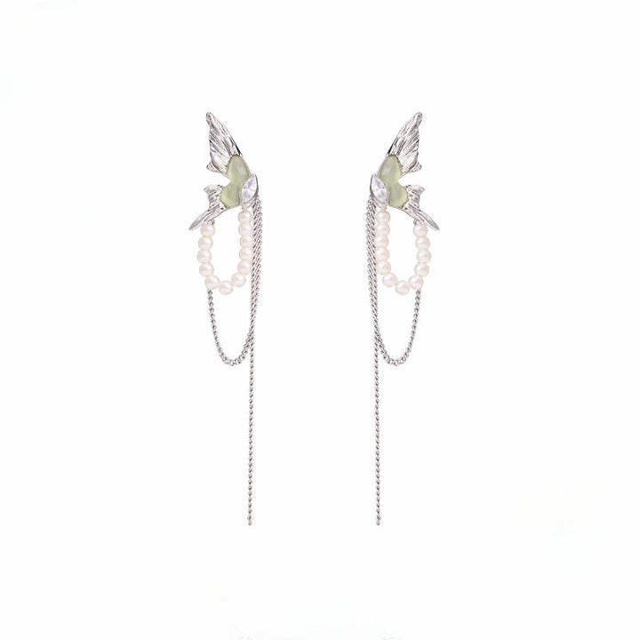 [SUMIYAKI] Mint Green Butterfly Tassel Earrings pg1221