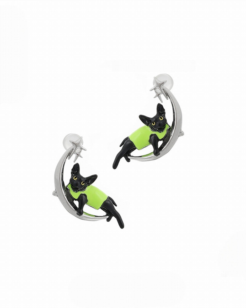 [SUMIYAKI] Devon Moon Green Cat Earrings pg588