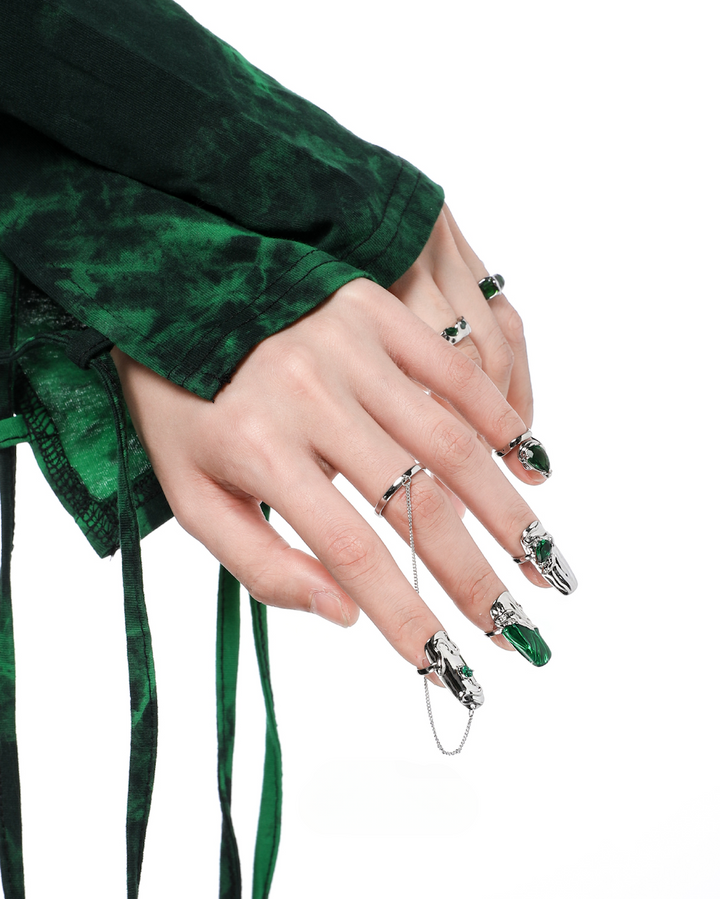 【1ST XULIE】Green Snake Claw Ring pg948