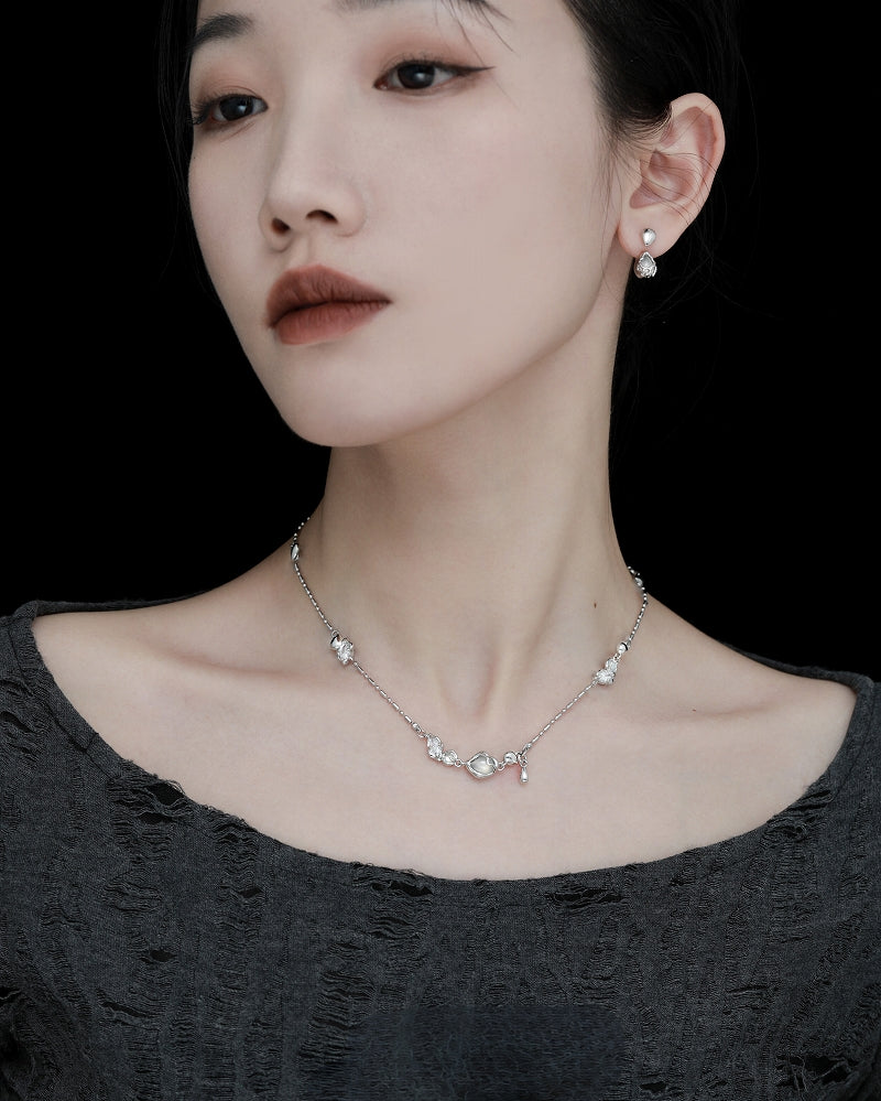 【1ST XULIE】Water Drop White Agate Earrings pg1985