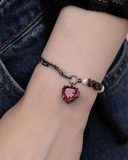 Pomegranate Red Heart Bracelet