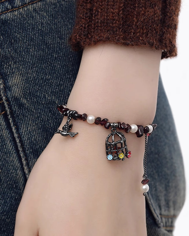 Flower Bird Cage Bracelet