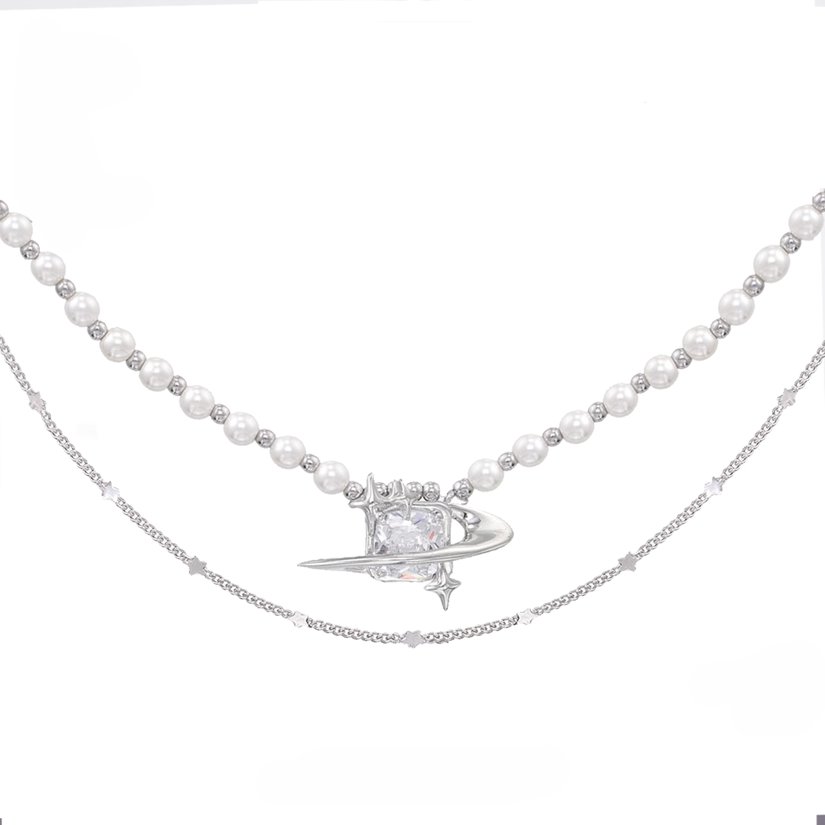 [SUMIYAKI] Starry Galaxy Double Layer Necklace pg1778