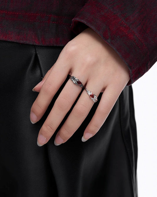 Feather Red Open Ring