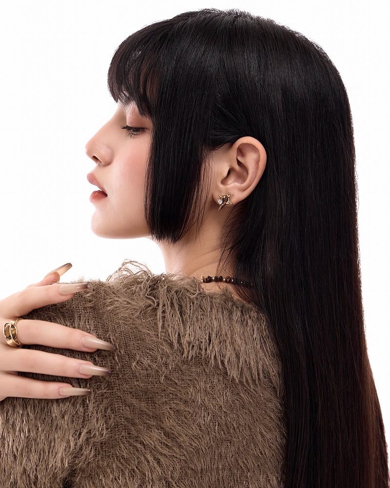 Yadan Tiger Eye Star Earrings 02