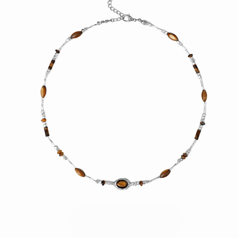 [1ST XULIE] Sunset Dunes Tiger Eye Stone Necklace pg1800