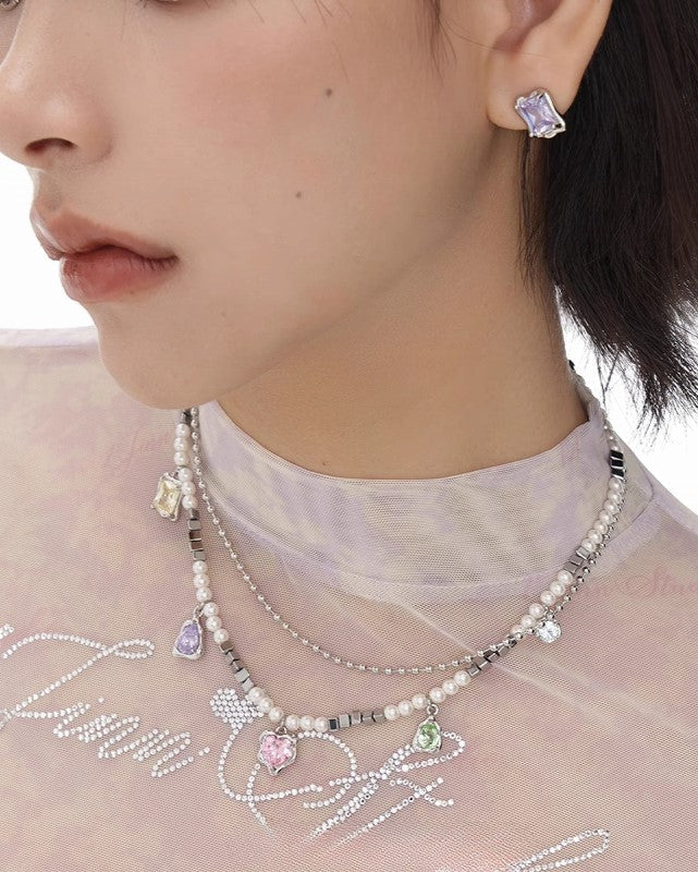 【SUMIYAKI】Small Rainbow Zirconia Necklace pg1636