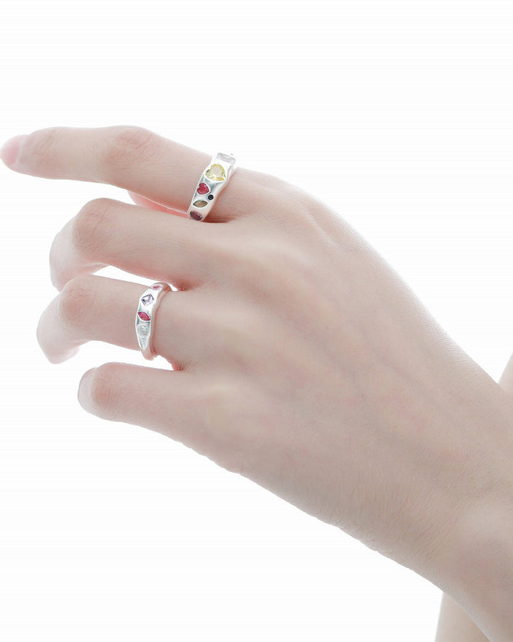 【1ST XULIE】Colorful Silver Couple's Ring pg438