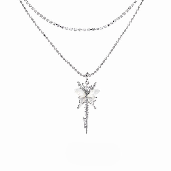 [1ST XULIE] Butterfly Skeleton Layer Necklace pg348