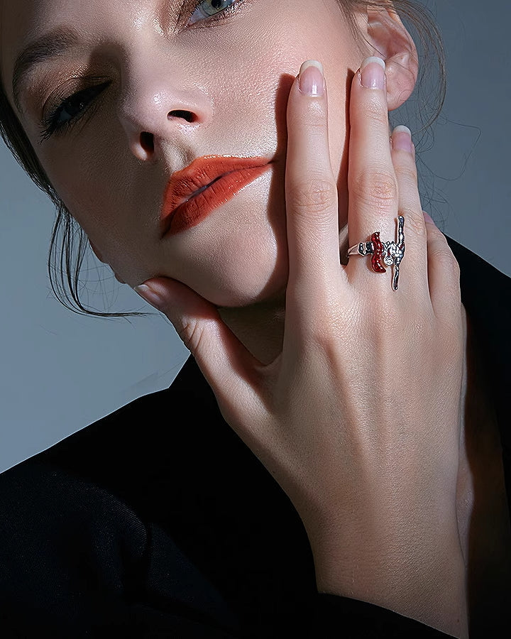 【FAITMAIN】MoonStone Red Glaze Ring pg1245