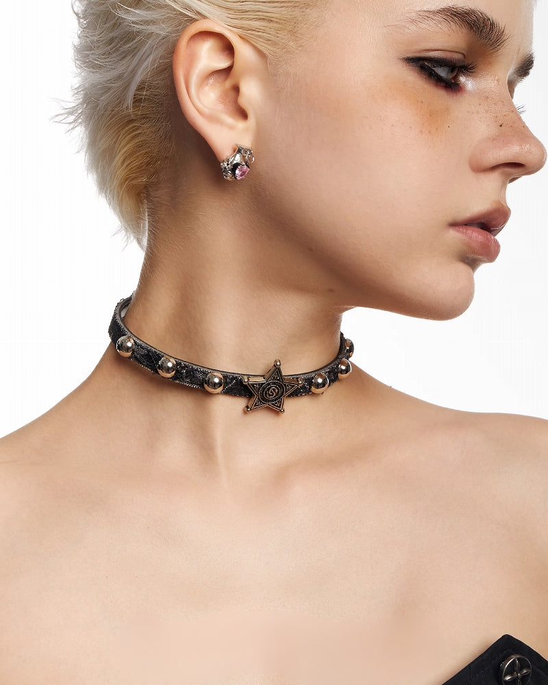 【OCTO VITA】Star Snake Black Button Choker pg1754