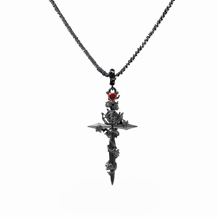 【1ST XULIE】Forbidden Rose Cross Necklace pg810