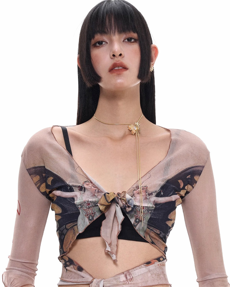 【SUMIYAKI】Butterfly 3D Illusion Drawstring Necklace pg244