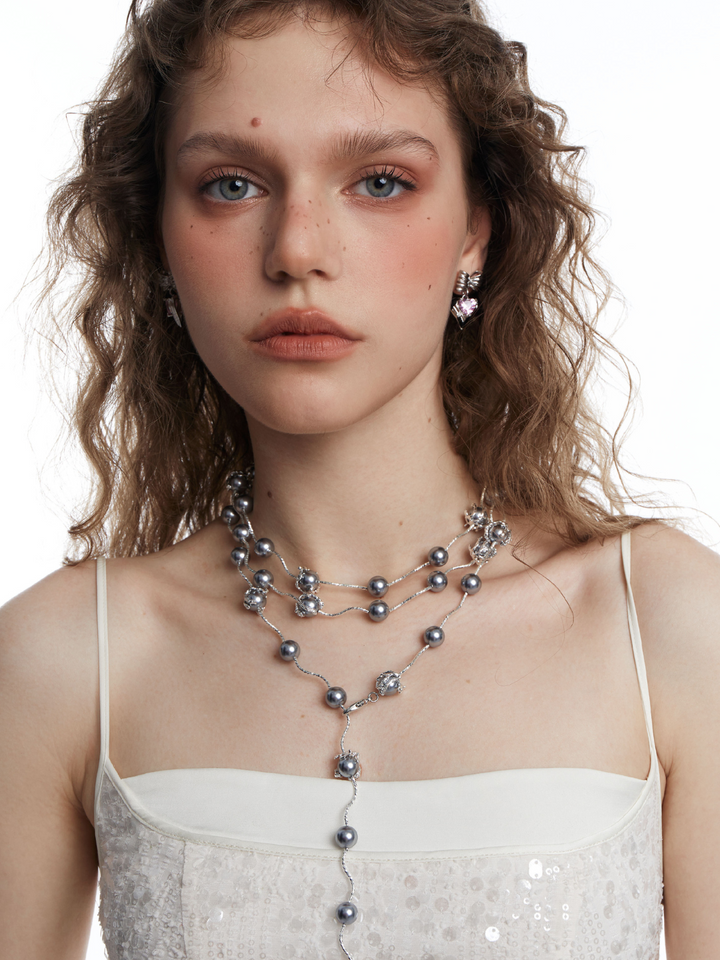 【OCTO VITA】Gray Rose Pearl 145cm Necklace pg2500