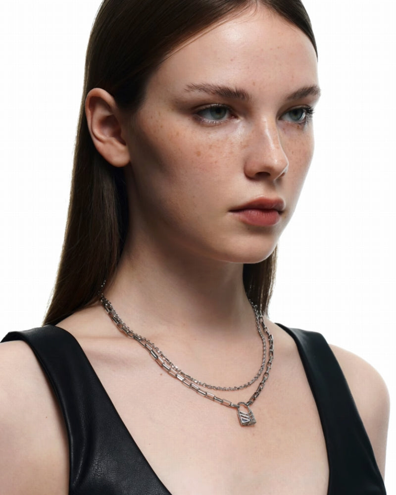 【BLACKHEAD】Interlock Chain Reaction Layer Necklace 02 pg1019