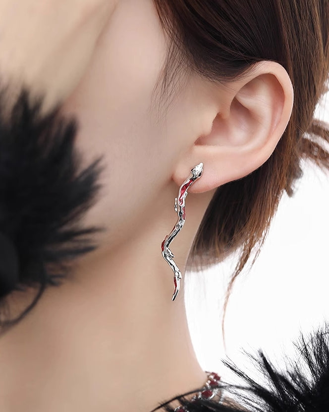 Red Snake Earrings 03