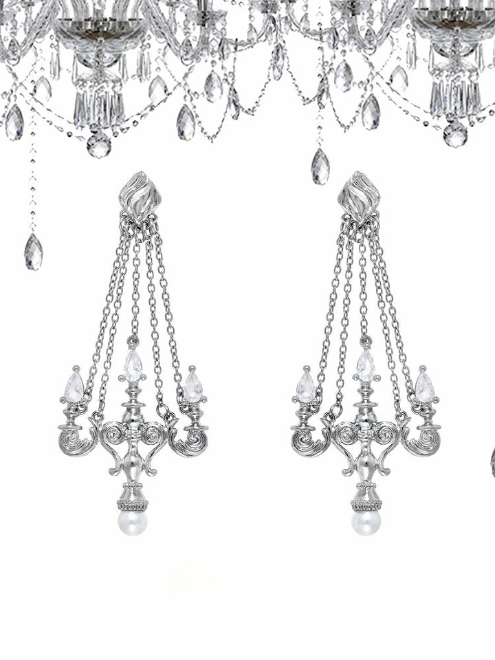 [1ST XULIE]Crystal Chandelier Tassel Earrings pg492