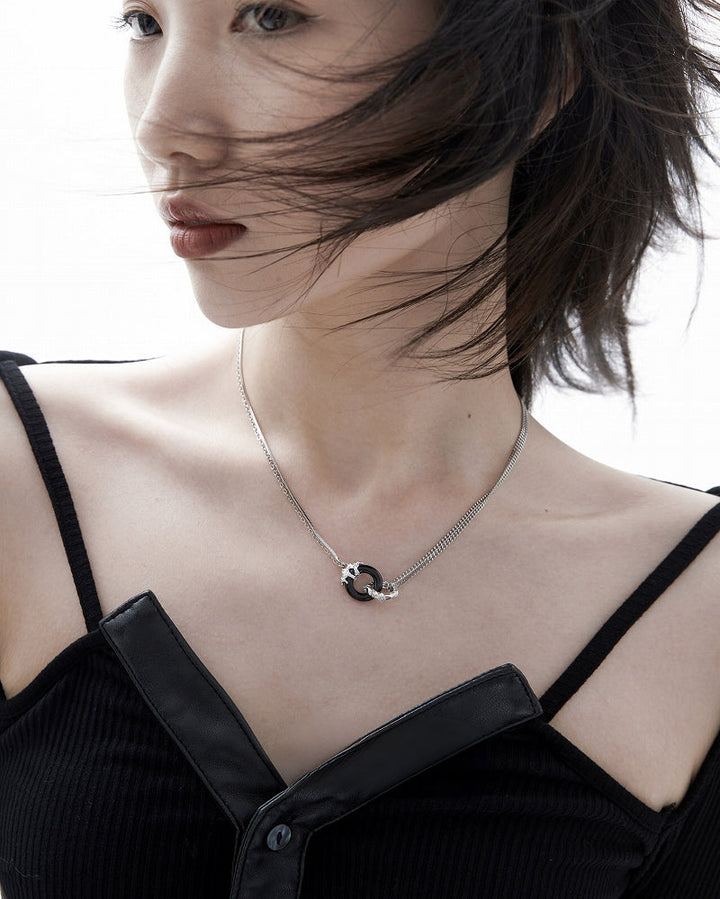 【1ST XULIE】Black And White Agate Necklace pg159