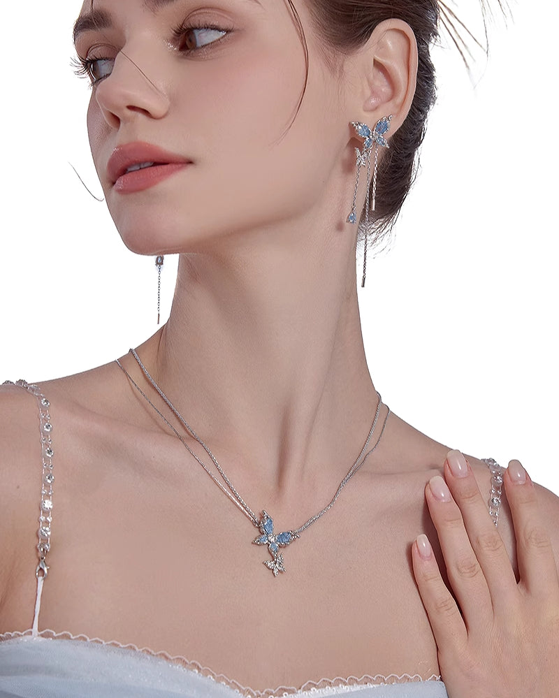 【MASW】Butterfly Dance Ice Blue Necklace pg281