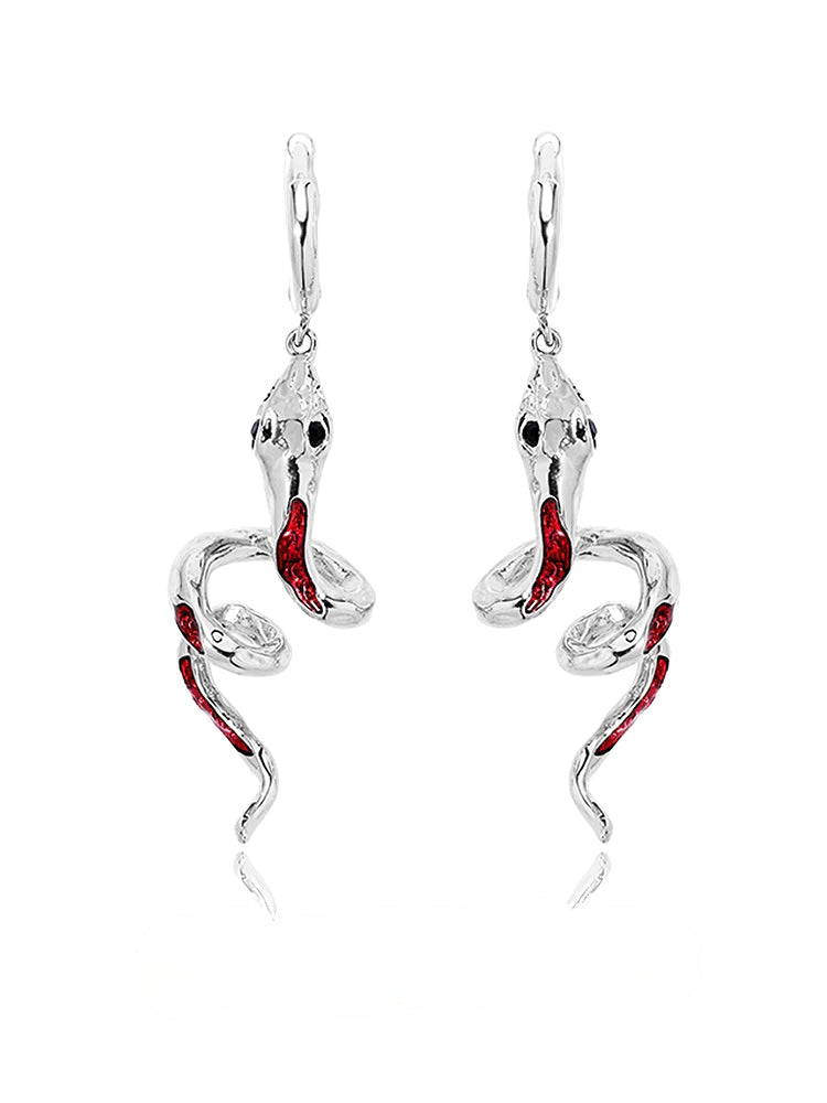 Red Snake Earrings 01