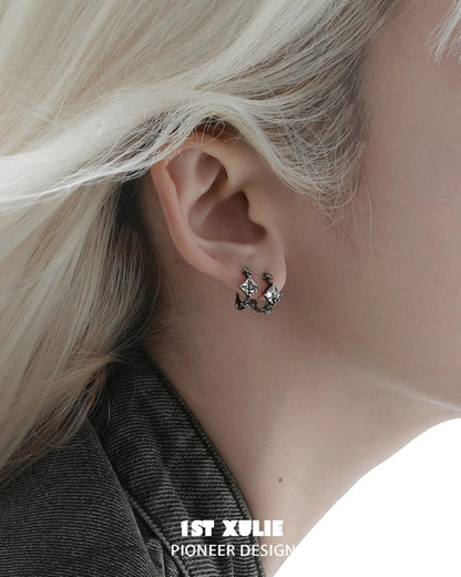 Dark Iris Zirconia Clip-On Earrings