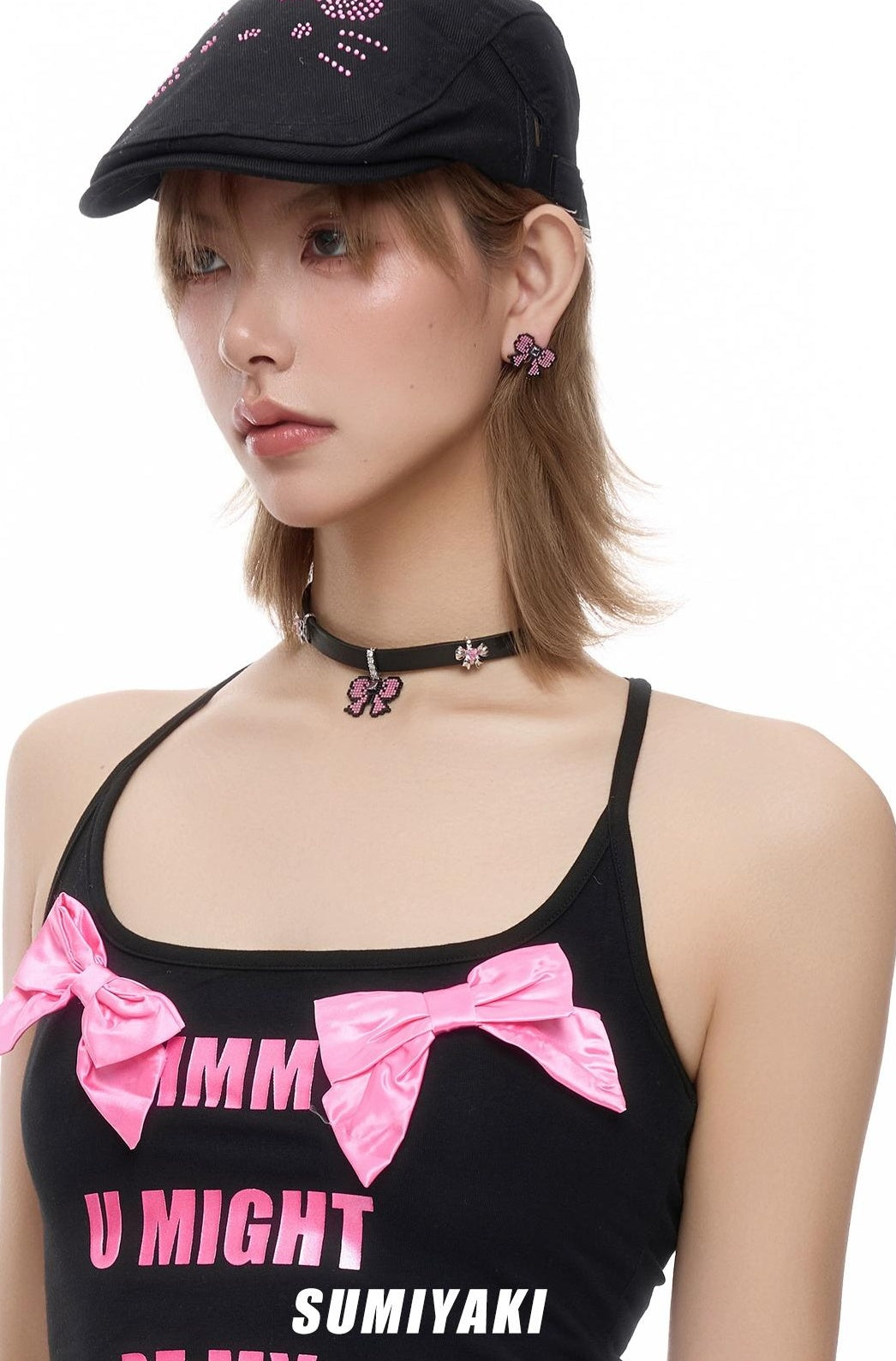 Pixel Leather Bow Choker