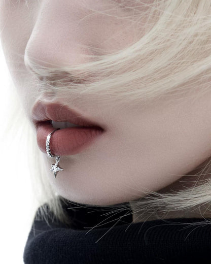 Four-Point Star Sterling Silver Lip Clamp
