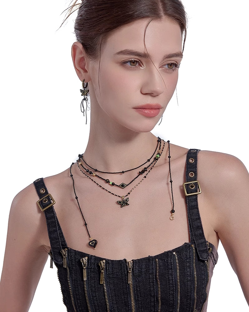 [MASW] Butterfly Dance Black Necklace pg260