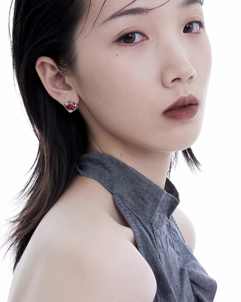 【1ST XULIE】Forbidden Rose Asymmetrical Earrings pg798