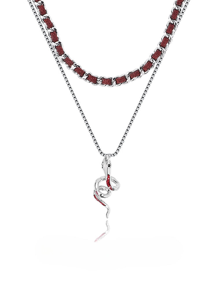 Red Snake Layer Necklace