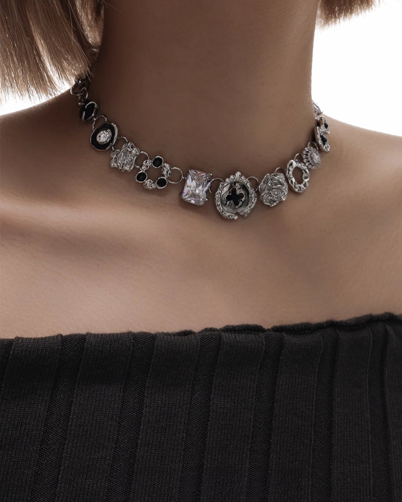 [SUMIYAKI] Vintage Button Colorful Beads Necklace pg1940