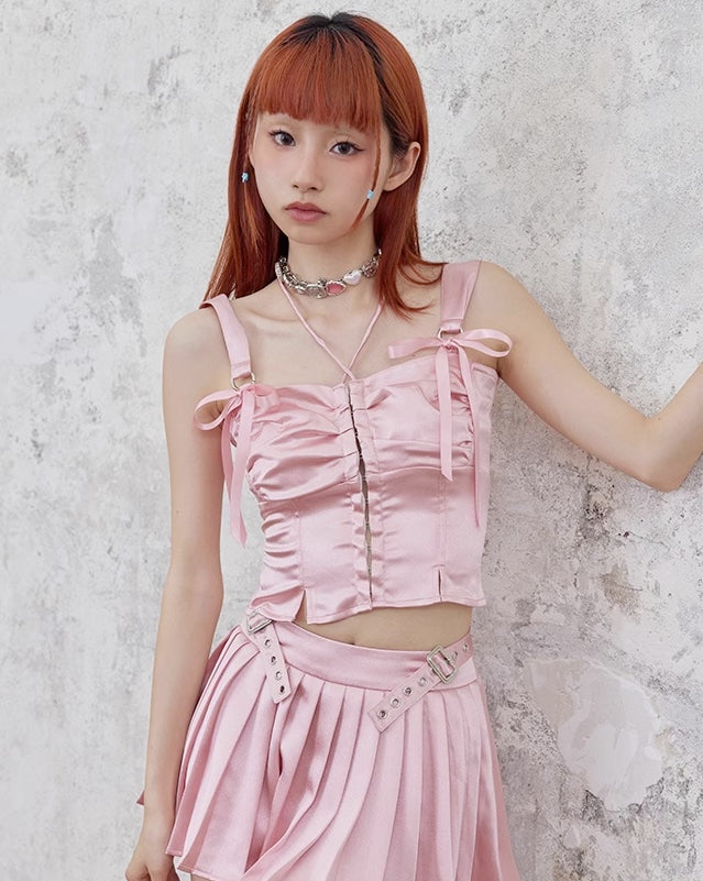 【Cigaberry】Pink Hearted Acrylic Button Necklace pg1364