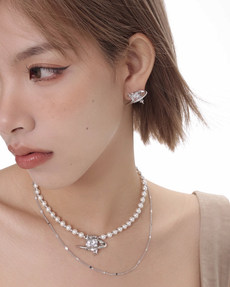 [SUMIYAKI] Starry Galaxy Double Layer Necklace pg1778