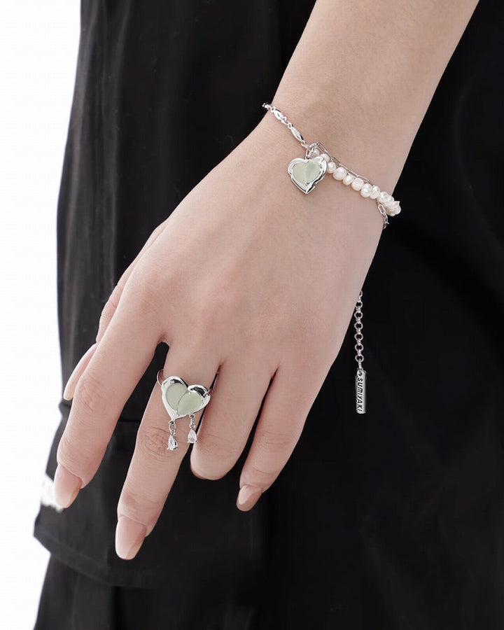 【SUMIYAKI】Green Tea Heart Bracelet pg956