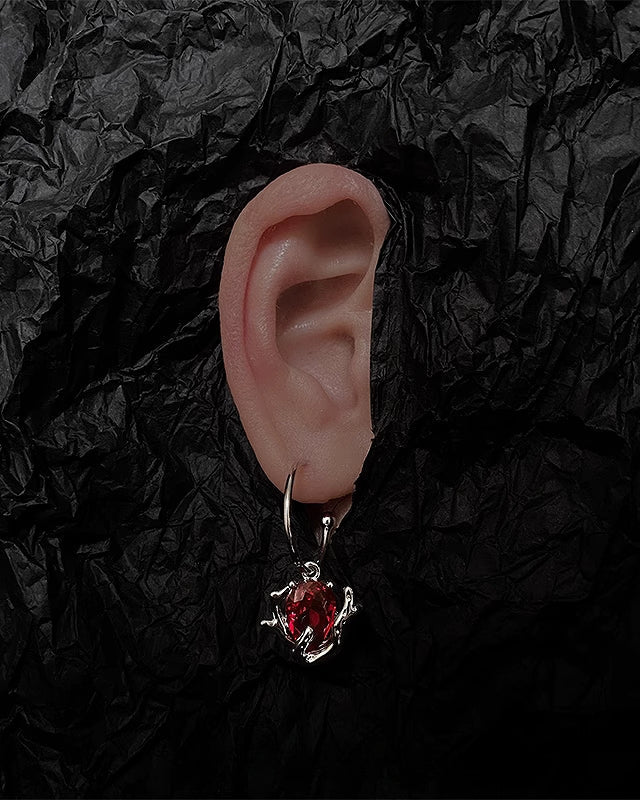 [Insomnia Artist] Dark Red Asymmetrical Rose Earrings pg549