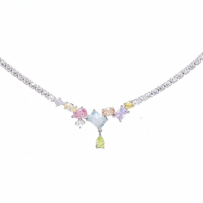 [SUMIYAKI] Jellybean Colored Zirconia Necklace pg1033