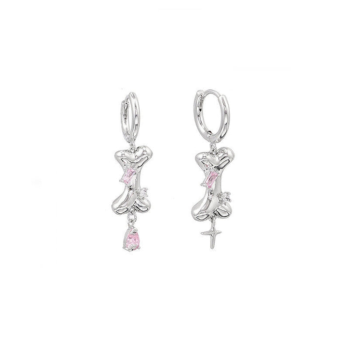 【SUMIYAKI】Cute Bone Asymmetric Earrings pg494