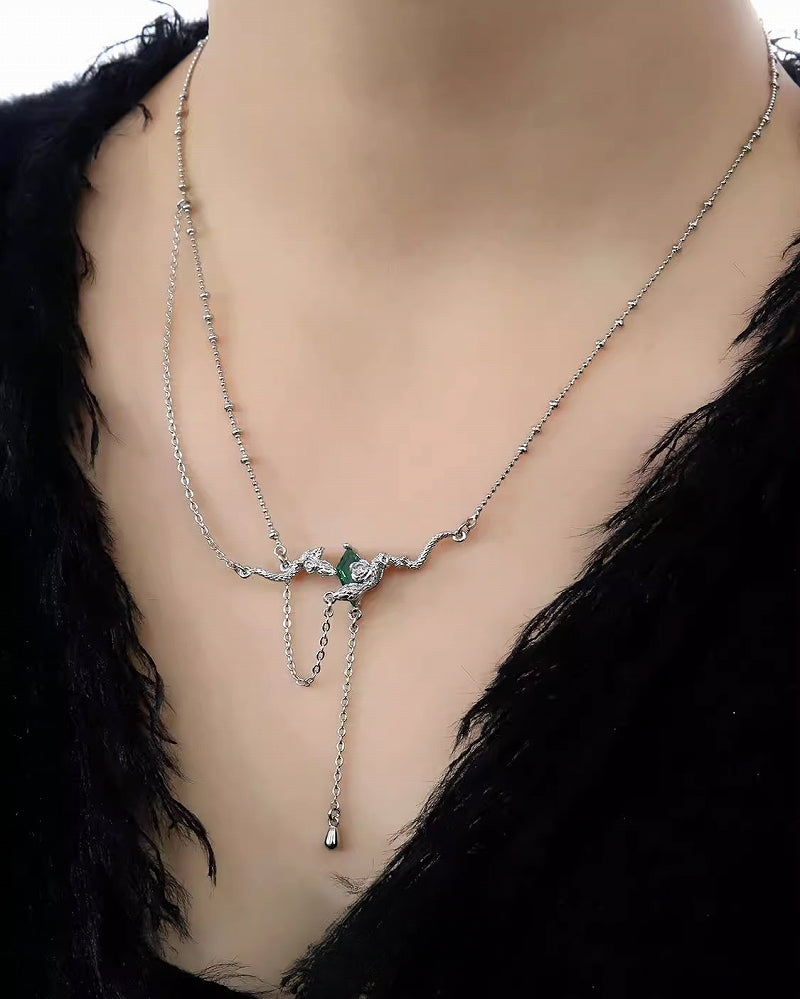 Snake Dance Rose Tassel Necklace 01