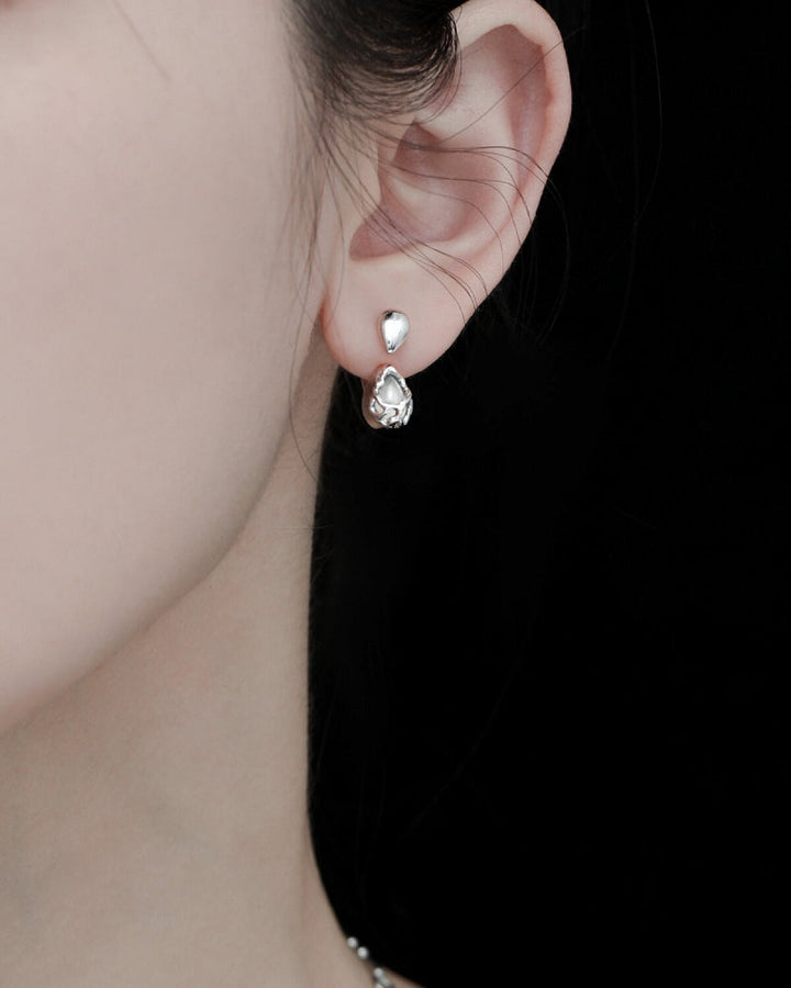 【1ST XULIE】Water Drop White Agate Earrings pg1985