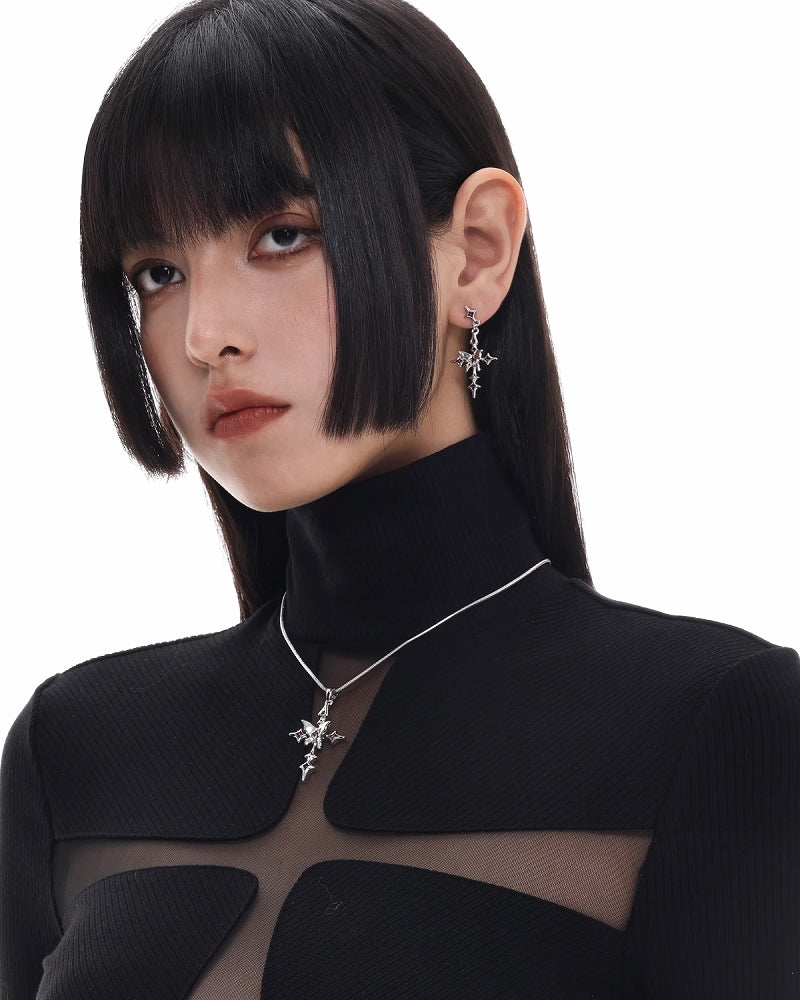 [SUMIYAKI] Punk Butterfly Cross Earrings pg1399