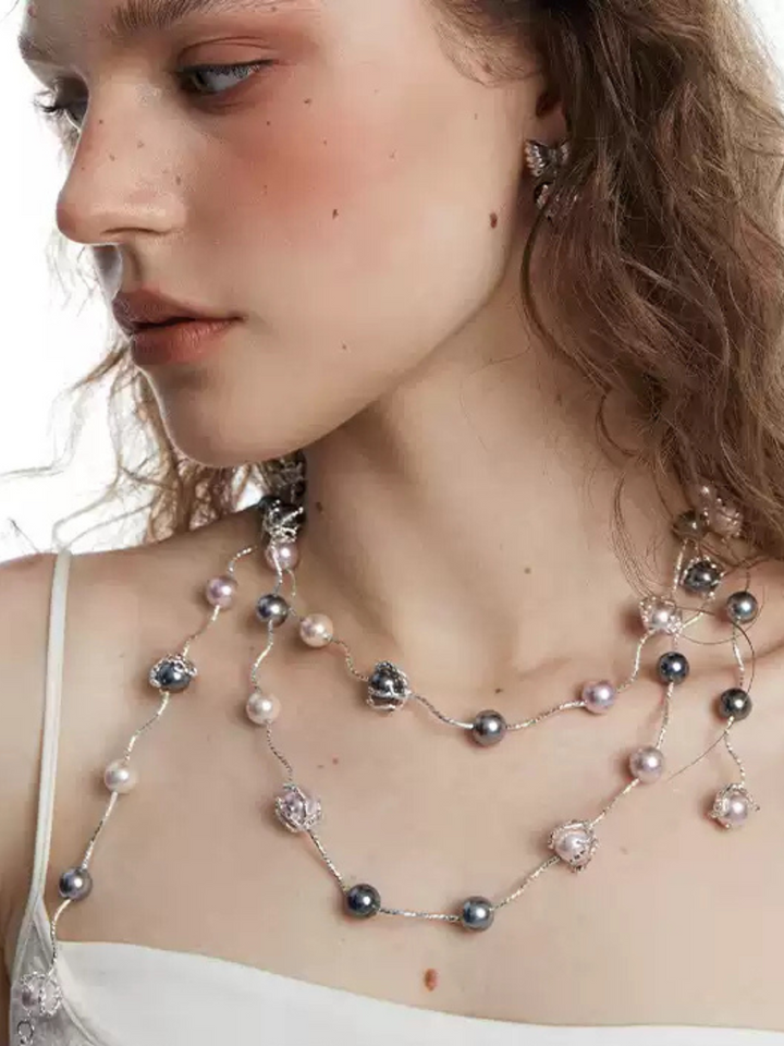 【OCTO VITA】Gray Rose Pearl 145cm Necklace pg2500