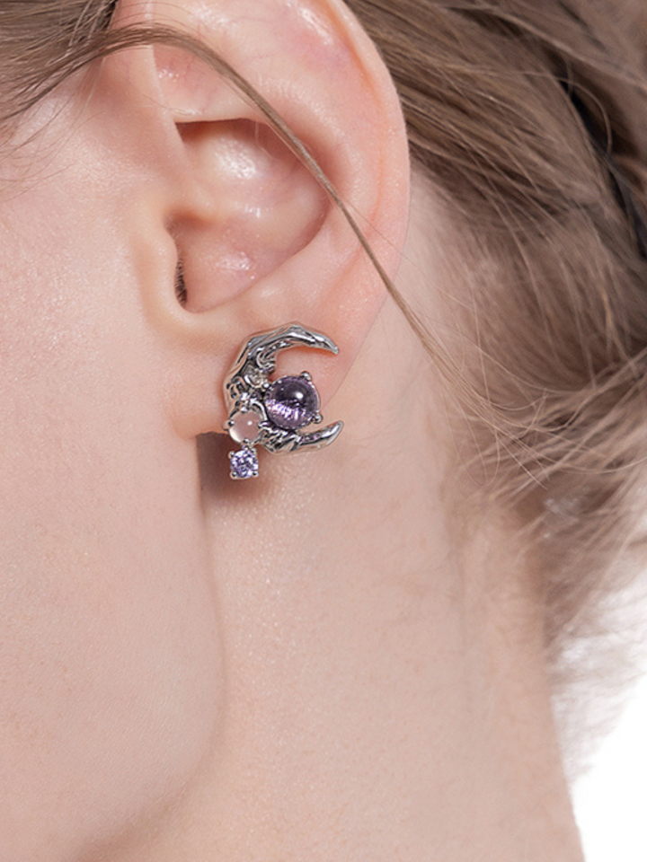 【MASW】Lava Luxury Purple Moon Earrings pg1057